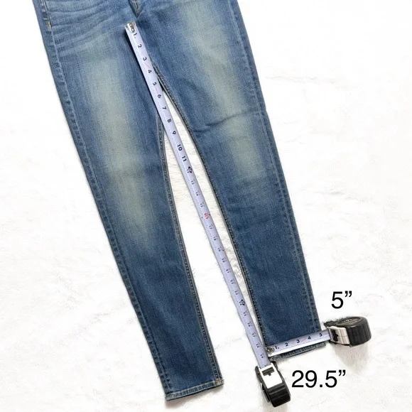 SOLD-Rag & Bone High Rise Vintage Wash Distressed Full Length Ankle Skinny Jeans - Picture 12 of 12